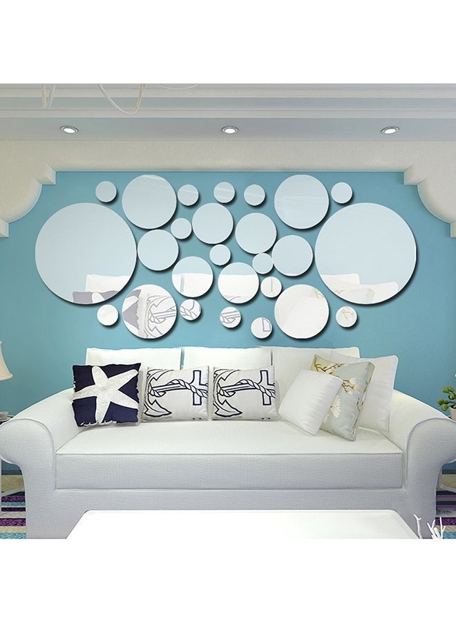 26-Piece Easy To Paste Removable And Install DIY Polka Dot Wall Mirror Stickers Silver - Image 1